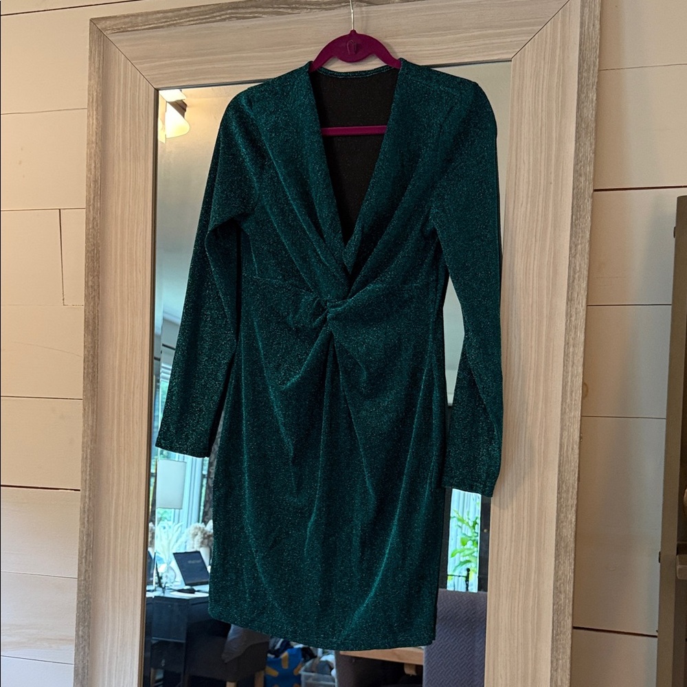 Chic Teal Long Sleeve Dress